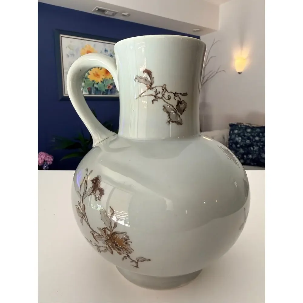 Antique Haviland Limoges Pitcher Aesthetic Movement Butterfly Floral 1880s Jug